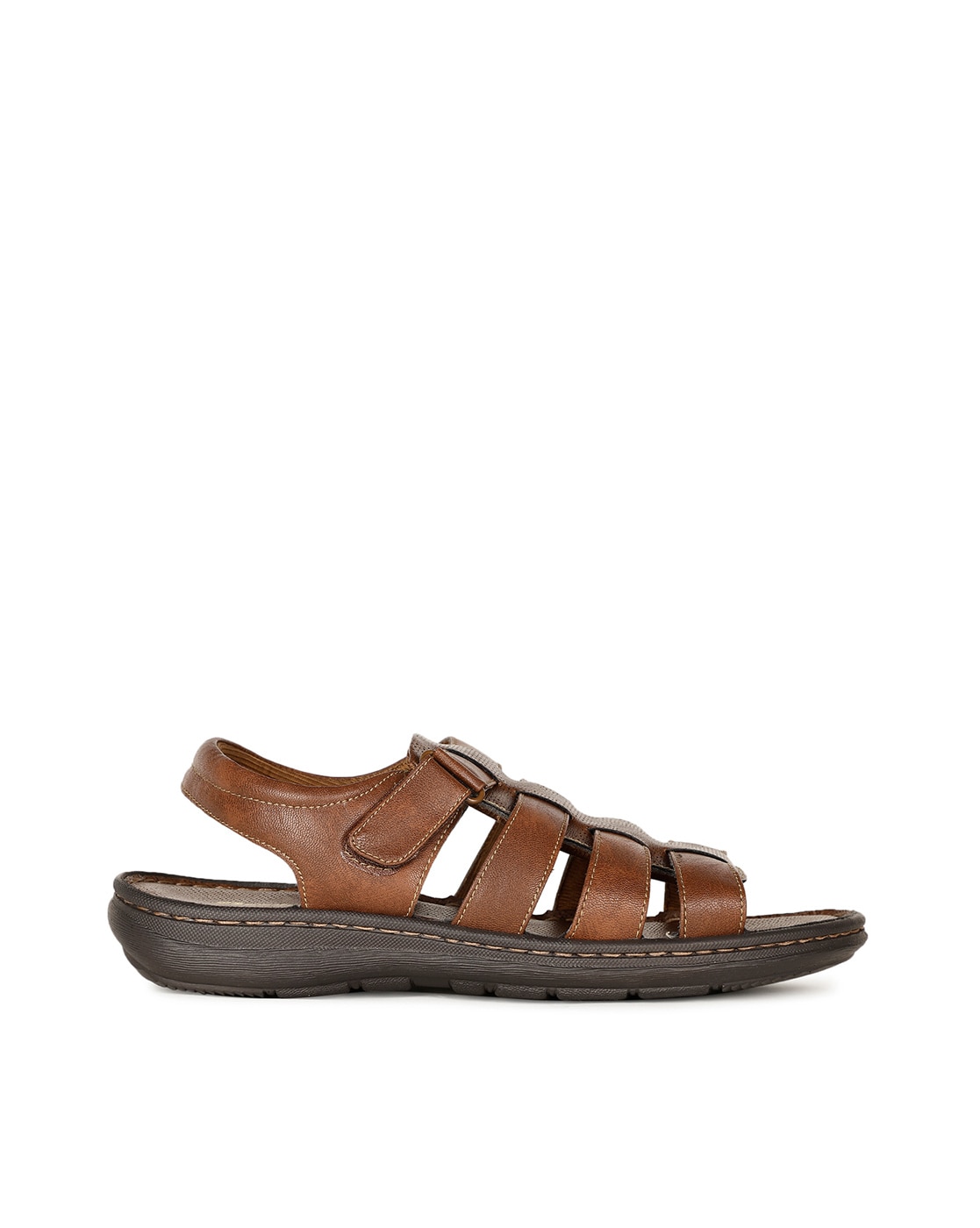 Bata Men's 851-4071-40 Brown Leather Hook & Loop Shoe Style Sandals (6 UK)  : Amazon.in: Fashion