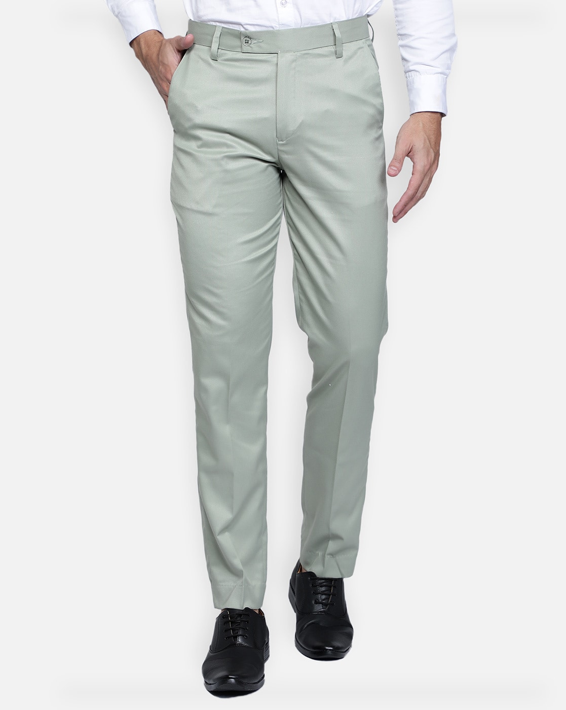 Buy D novo Men's Regular fit Formal Trouser (28, Army Green) at Amazon.in