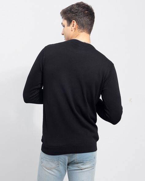 Crew-Neck Ribbed Hems Pullover