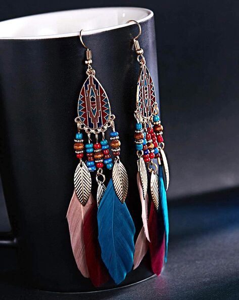 Buy MS Fashion India Fancy Peacock Tassel Hanging Blue Silk threads Earrings  Online at Best Price | Distacart