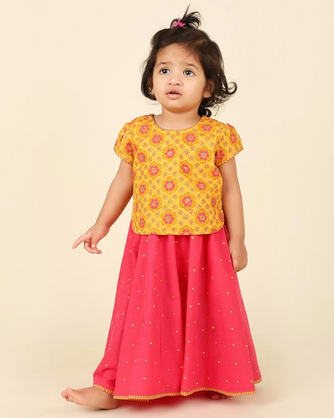 Buy Fabindia Kids Pink & Blue Printed Choli with Lehenga for Girls Clothing  Online @ Tata CLiQ