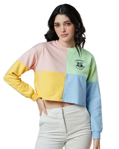 Colour-Block Crew Neck Sweatshirt - Main Image