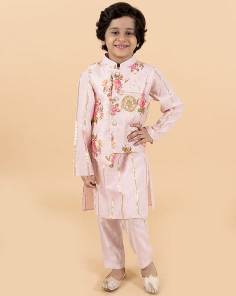 Pspeaches Floral Print 3-Piece Kurta Pyjamas Set