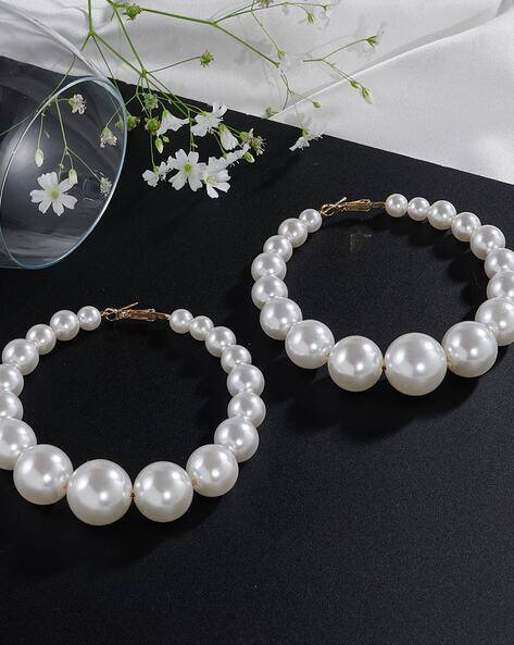 Pearl-Studded Hoop Earrings