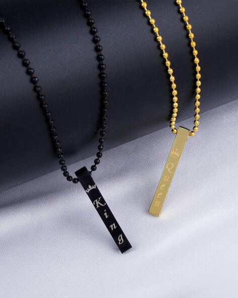 LOLIAS 2pcs Black Stainless Steel Bar Pendant Necklace for Mens Women Cool  Unisex Twisted Cube Bar Pendant Vertical Cuboid Stick Pendant Chain Necklace  Set | Amazon.com