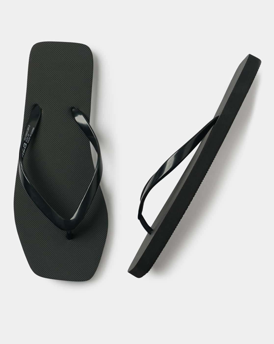 Square-Toe Thong-Strap Flip-Flops