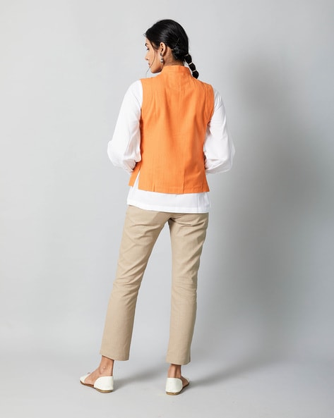 Womens Ikat Printed Cotton Nehru Jacket - Frau Shoppy
