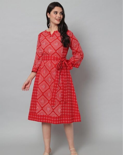 Pecan Round Neck Batik Dress - The Brand