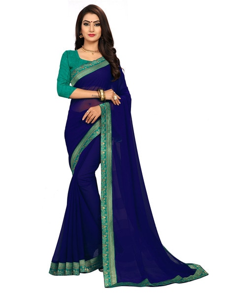 Buy Black Sarees for Women by Queenworth Online | Ajio.com