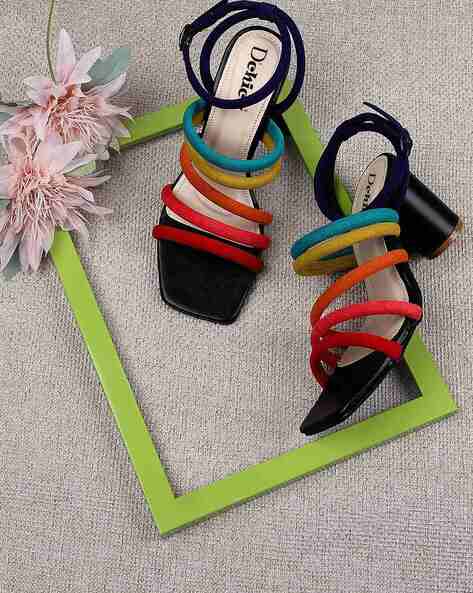 Dchica Girls Multi-Strap Chunky Heeled Sandals