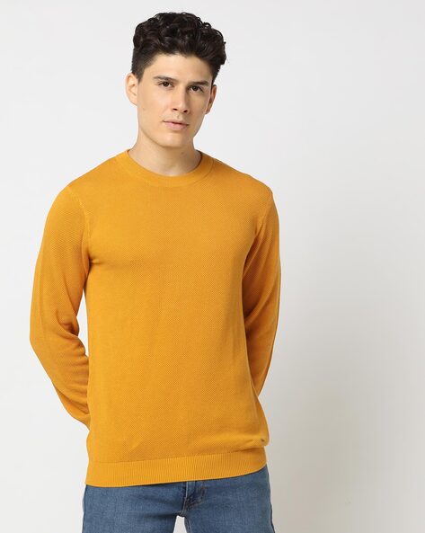 Clothing Mustard Yellow Crew Neck Sweater Buy Mustard Yellow