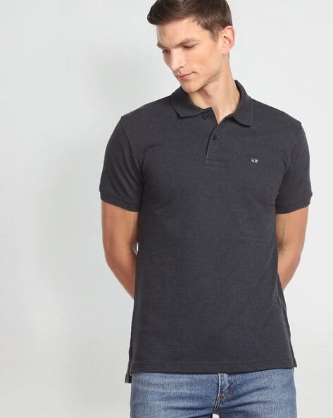 Arrow Sports Regular Fit Heathered Polo T-Shirt