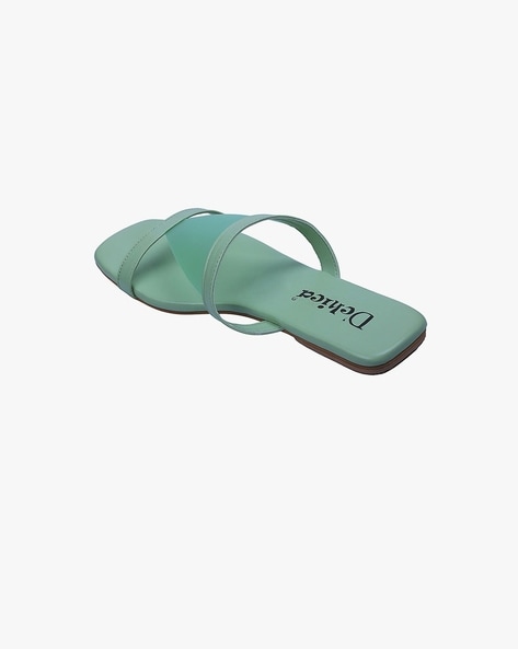 Women Slide Sandals, Pointy Toe Low Heels Sandals, Summer Sandals with  Ankle Strap, Ladies Flat Bottom Shoes, Casual Travel Slipper Green 7 -  Walmart.com