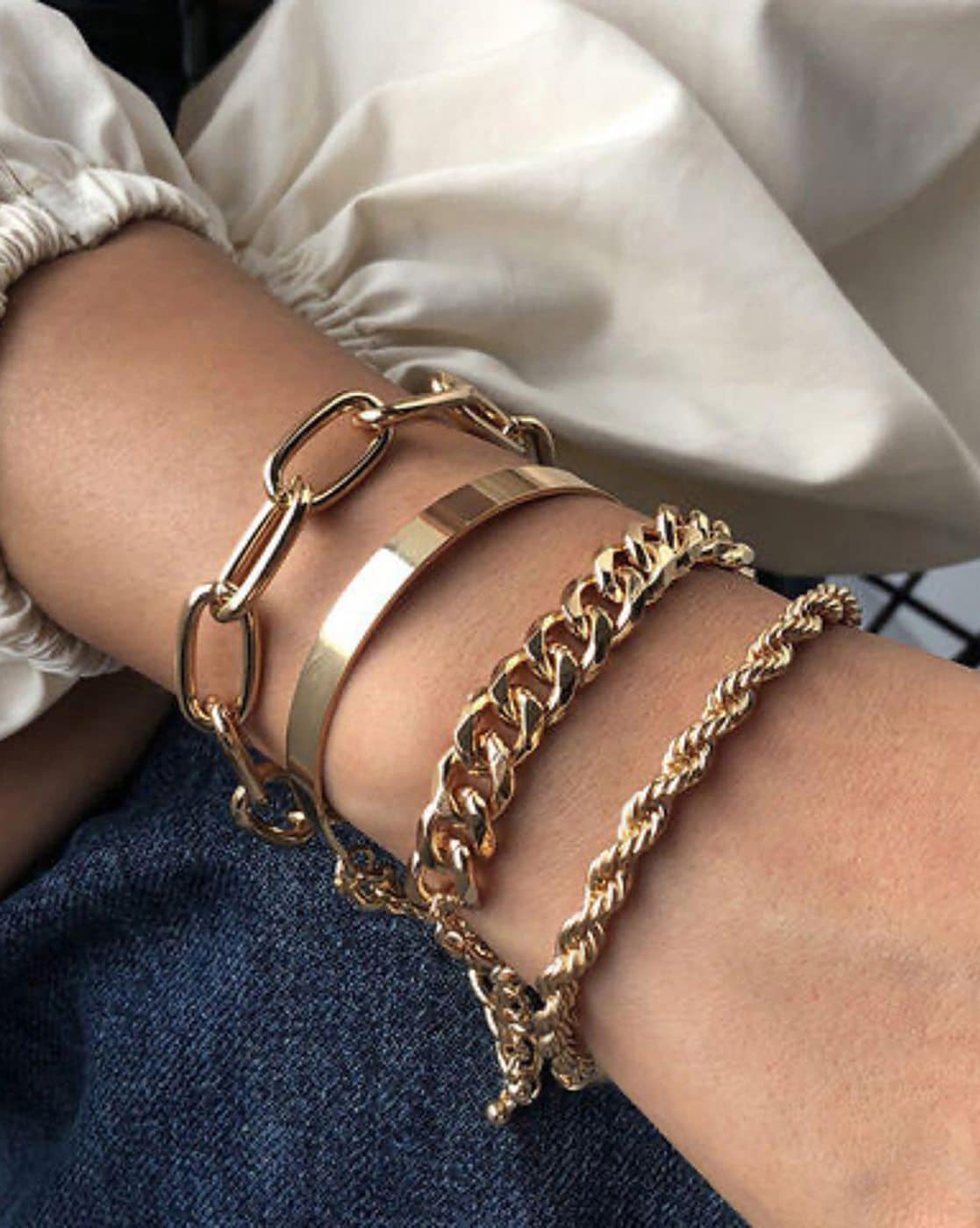 Wide Gold Chain Bracelet Women | Womens Chunky Gold Bracelet - Chain  Bracelet Women - Aliexpress