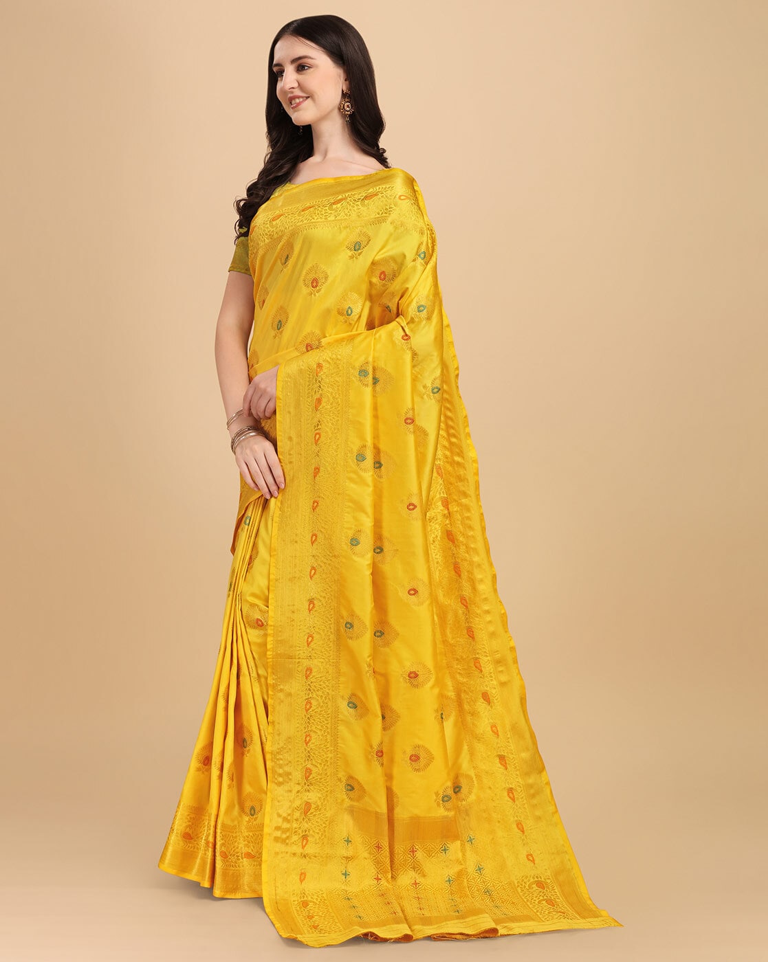 Haldi Special Yellow Color Saree With Stitched Blouse for Women Ready to  Wear Indian Designer Silk Saree Wedding Traditional Saree, RR-3095 - Etsy