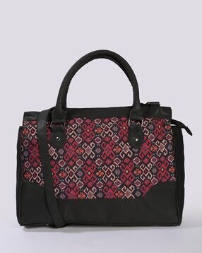 QURA Printed Kantha Patchwork Tote Bag For Women (Blue, OS)