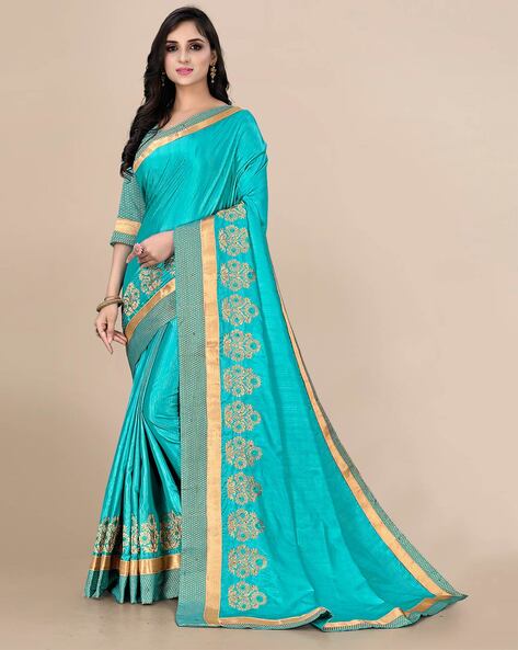 Buy Mustard & Black Sarees for Women by Indie Picks Online | Ajio.com