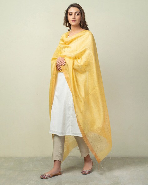 Silk Woven Dupatta with Tassels Price in India
