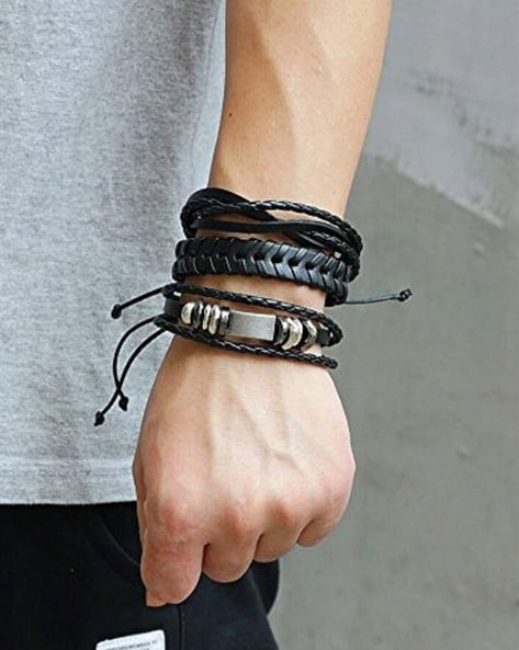 Amazon.com: 555Jewelry Mens Bracelets Leather and Steel, Magnetic Clasp  Braided Silver & Black Leather Bracelets for Men, Mens Leather Bracelet, Men  Bracelets, Black, 8.25 Inch: Clothing, Shoes & Jewelry