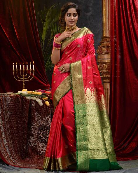 Pickled Bluewood Chanderi Saree – House of Ayuda