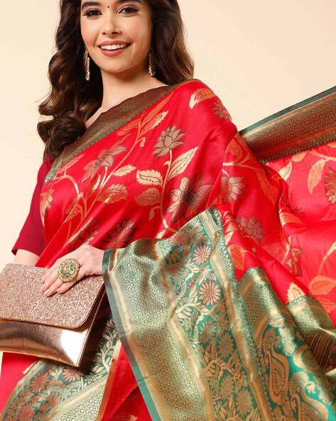 MAROON and MUSTARD BROCADE SOFT SILK Saree with BANARASI FANCY – Cherrypick