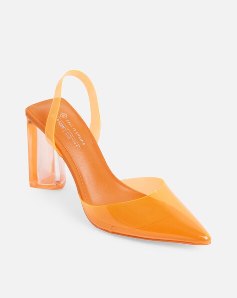 Orange store slingback pumps