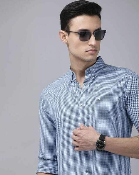 Product image of THE BEAR HOUSE Men Checked Slim Fit Shirt with Patch Pocket
