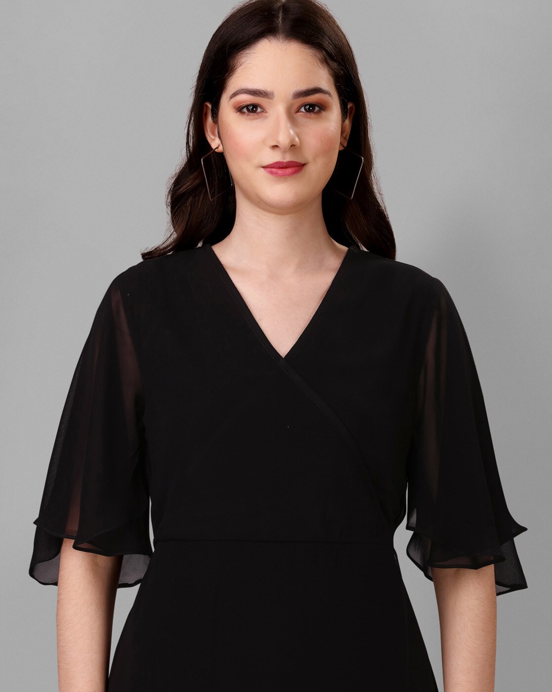 Ruffle Hem V-neck Fit And Flare Mini Dress – Styched Fashion