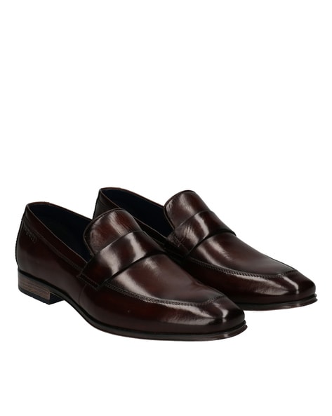 Bugatti Square-Toe Leather Penny Loafers