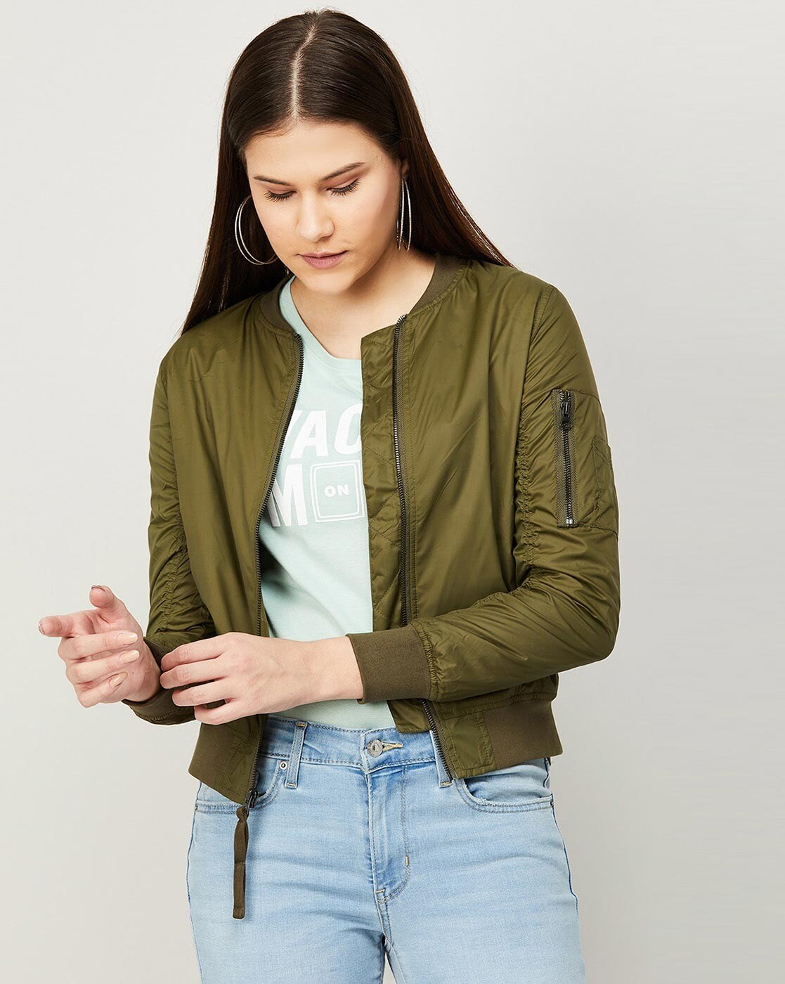 Women's Army Green Anine Bing Leon Bomber Jacket - Jackets Masters