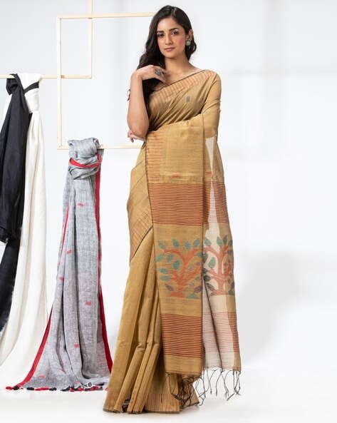 Buy Sajasajo Women's Handloom Silk Cotton buti work Jamdani Saree Online at  Best Prices in India - JioMart.