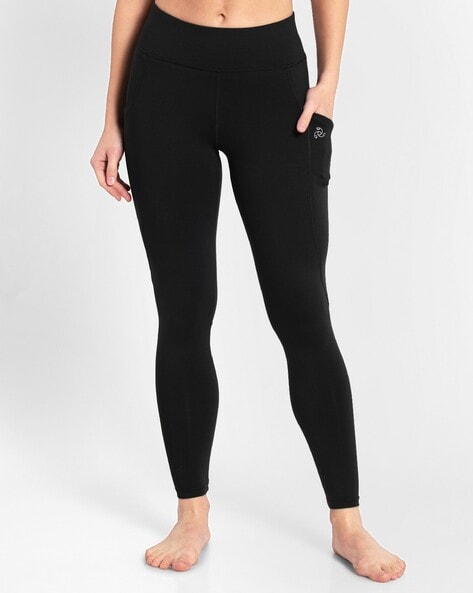 Buy Women's Rayon Nylon Elastane Stretch Treggings with Side Zipper Pockets  - Black IW05