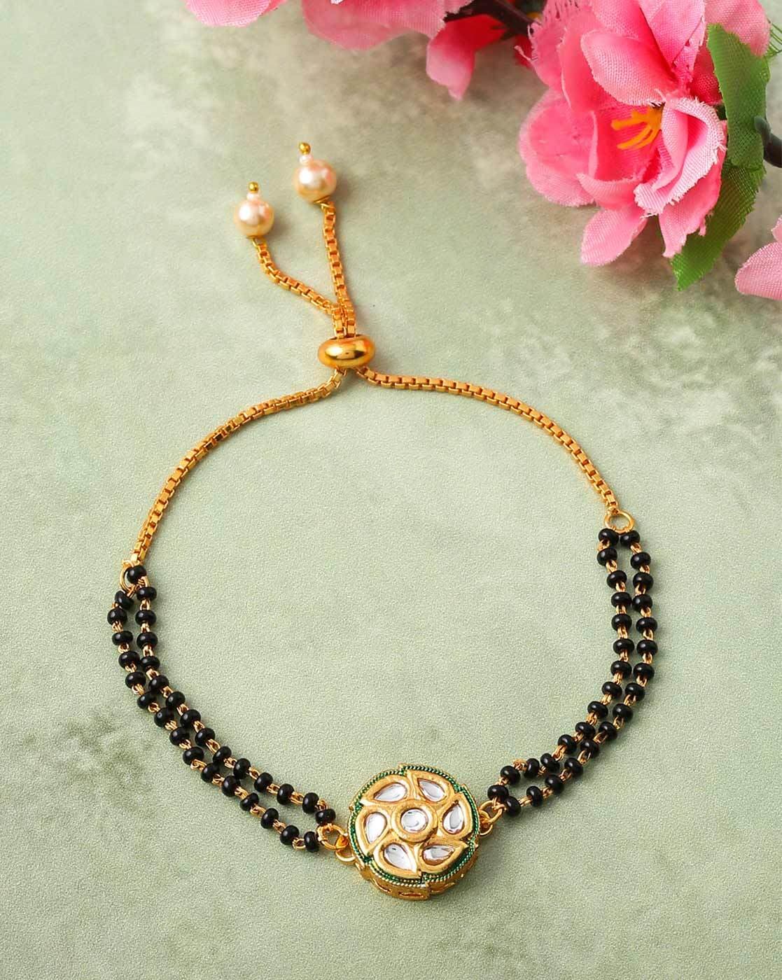 Indian Traditional Gold plated Brass Beads Hand Mangalsutra Bracelet for  Women | eBay