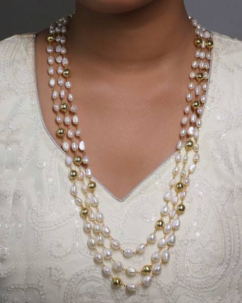 14k gold Multi Strand Pearl Choker Necklace large blister pearl clasp –  mainstjewelrywatches