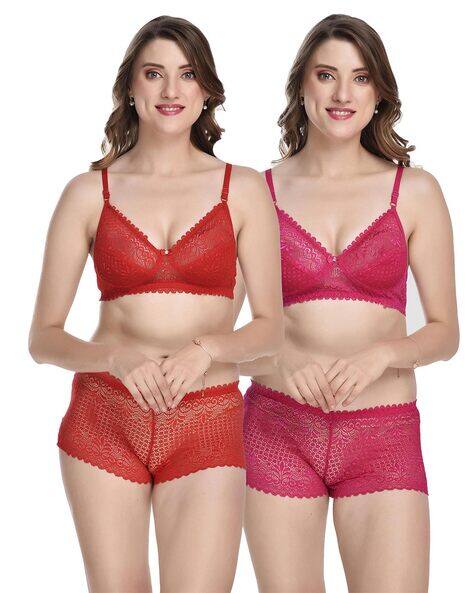 AAMARSH Pack of 2 Lace Bra & Panty Sets