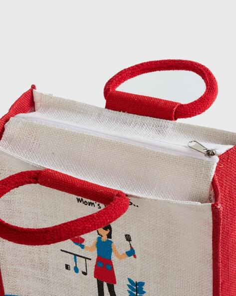 Jute Handle Lunch Bag or Return Gift Bag - Saran Jute Bags