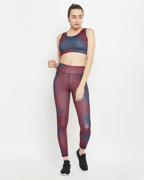 Printed Sports Bra with Tights