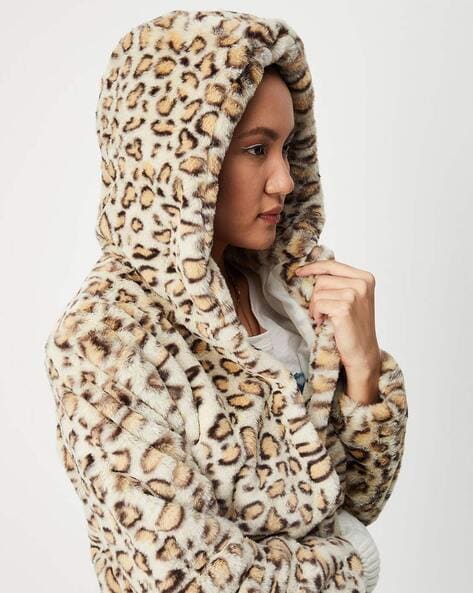 Leopard print hooded on sale jacket