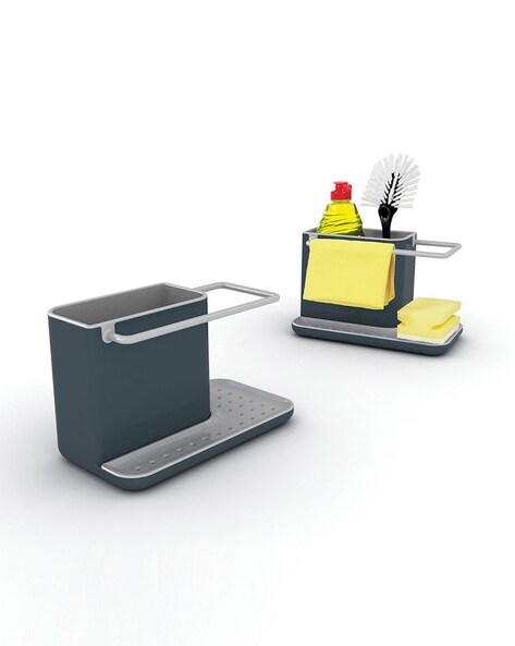 Kitchen Sink Caddy Sponge Holder Scratcher Holder Cleaning Brush Holder Sink Organizer(Grey)
