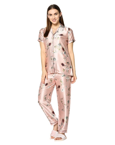 Floral best sale satin pajamas