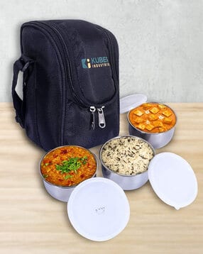 kuber industries Set of 3 Stainless Steel Tiffin Box with Bag-picture-29