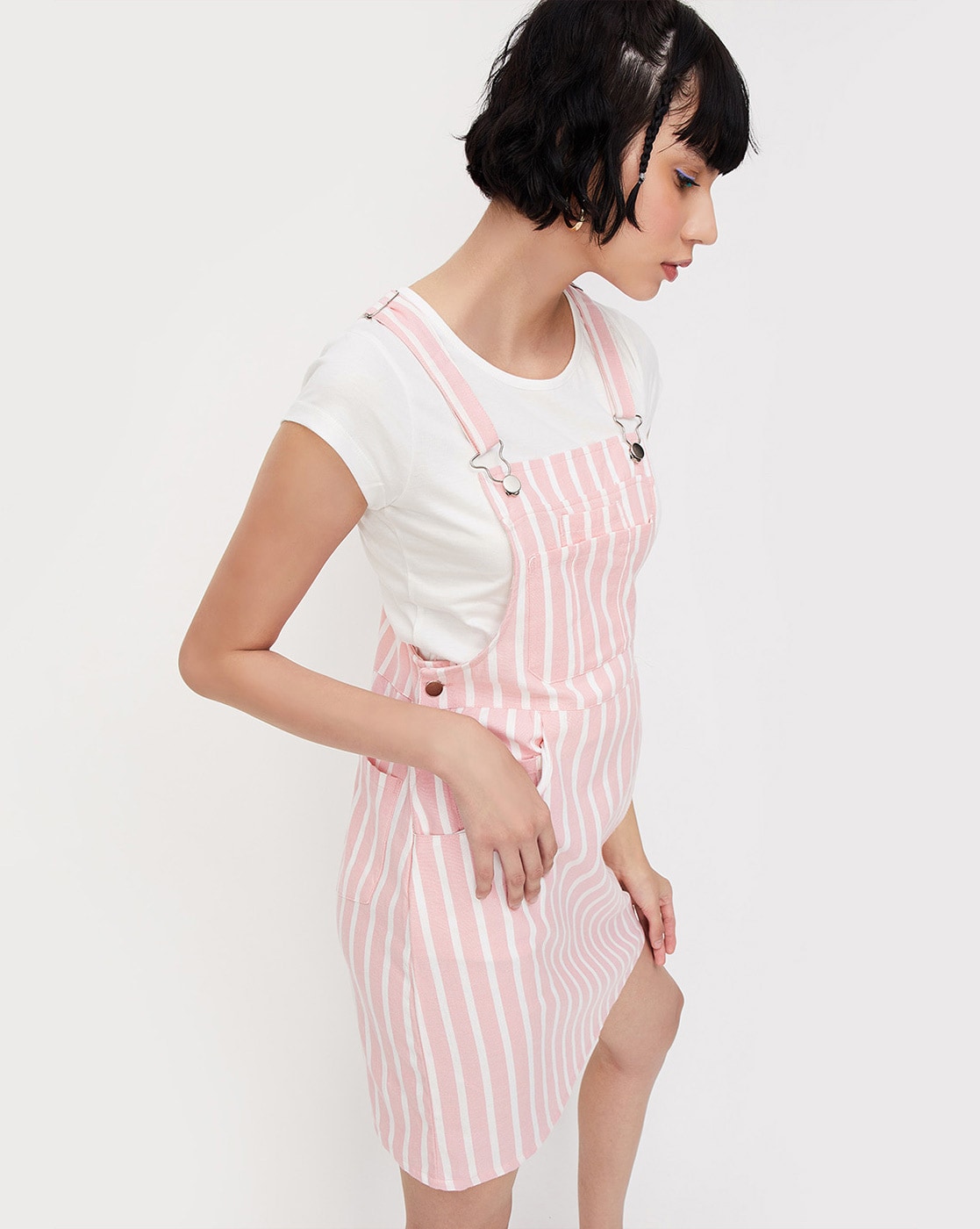 Pink dungaree 2024 dress womens