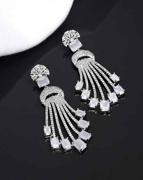 Buy Silver-Toned & White Earrings for Women by Yellow Chimes Online |  Ajio.com