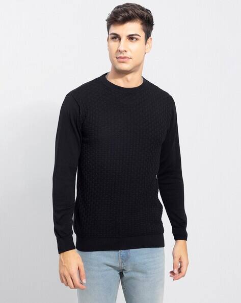 Crew-Neck Ribbed Hems Pullover