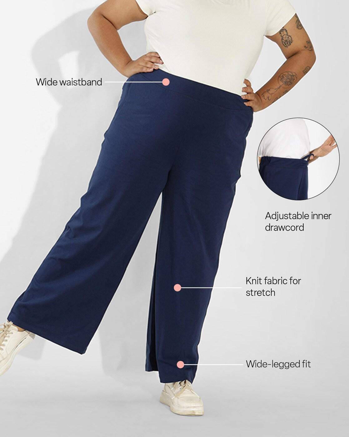 Buy Navy Blue Trousers & Pants for Women by BLISSCLUB Online