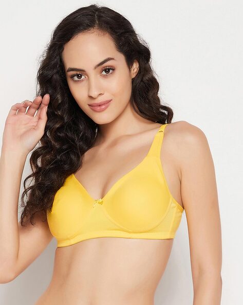 Buy CLOVIA Yellow Non-Padded Non-Wired Full Cup Bra in Yellow - Cotton