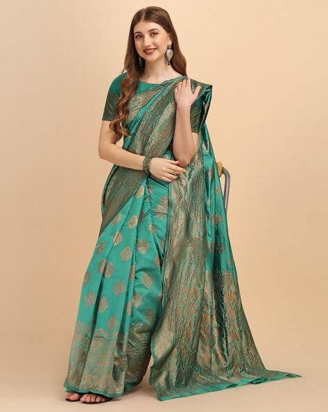 Buy Green Sarees for Women by ZIKARAA Online | Ajio.com