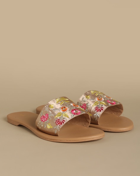 Embroidered slip best sale on sandals