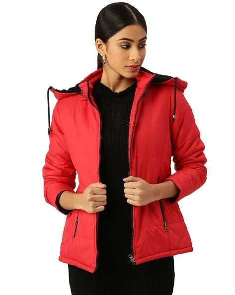 Buy Roadster Black Hooded Bomber Jacket - Jackets for Women 1378641 | Myntra