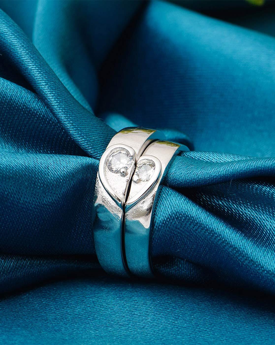 Valentine Gifts For Girlfriendwife Youbella Jewellery Heart Shape 100  Stainless Steel Couple Rings For Girlswomenboysmen | Ybrg20028